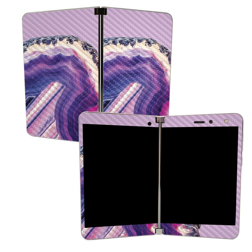 MIGHTY SKINS MightySkins Carbon Fiber Skin for Microsoft Surface Duo - Purple Agate | Protective, Durable Textured Carbon Fiber Finish | Easy to Apply, Remove, and Change Styles | Made in The USA