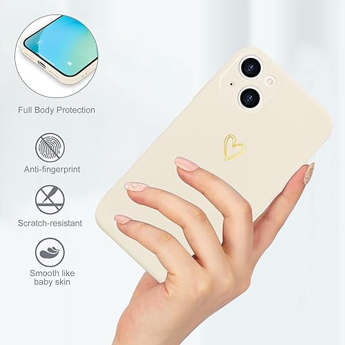 Miniatura 2 de Wirvyuer Funda para iPhone 13, bonita funda delgada a prueba de golpes con soporte de carga inalámbrica y protección, color beige