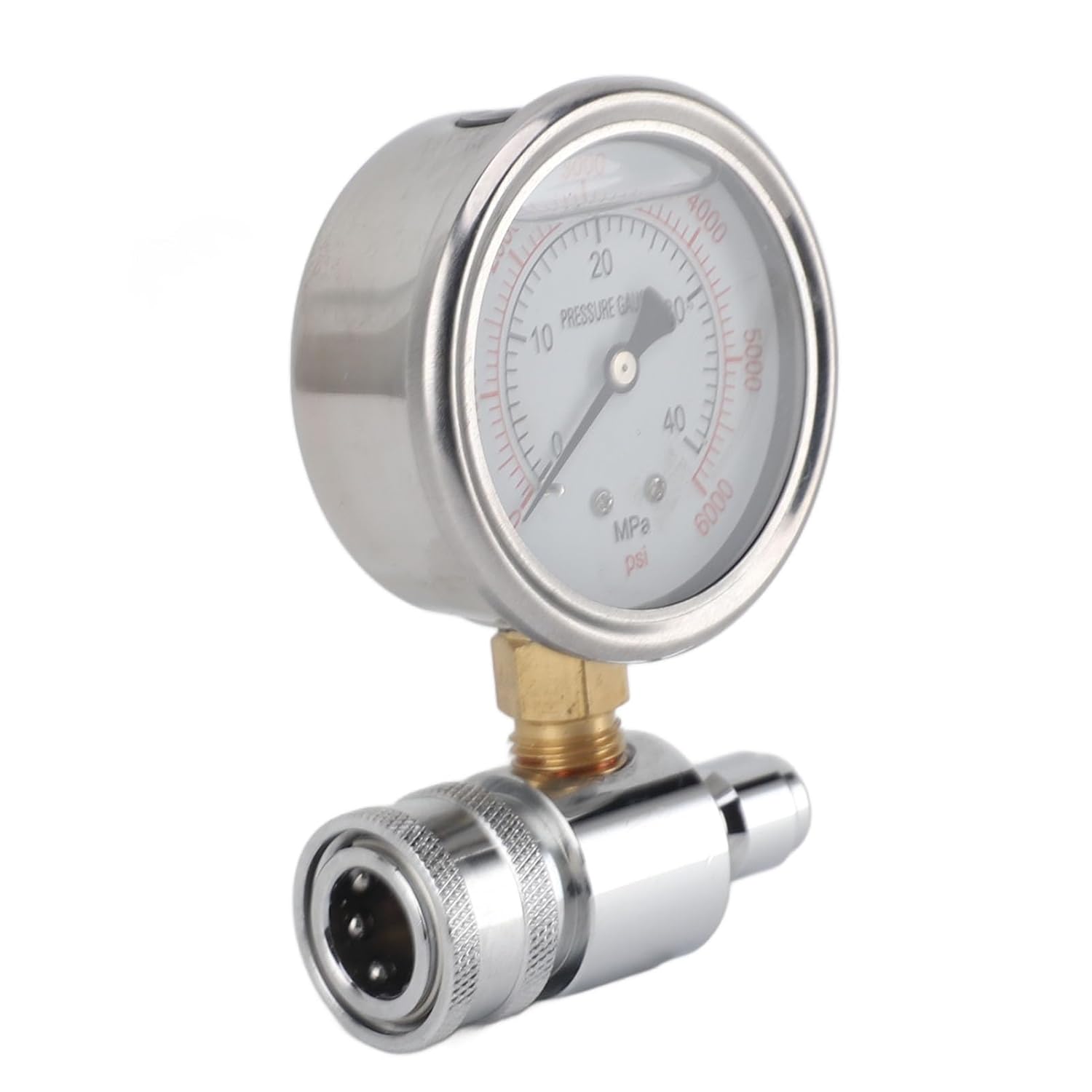 Pressure Washer Gauge 6000psi, High Pressure Washer Accessories with 3/8in Quick Connect Fitting, Stainless Steel Pressure Gauge for Car Wash and Cleaning Equipment