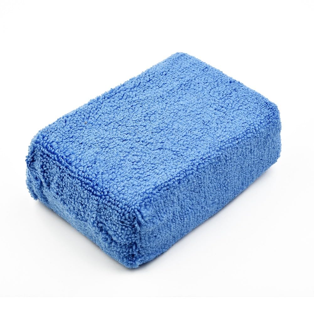 Esponja aplicadora de microfibra para lavado de coche, 12 cm x 8 cm x 3,5 cm, azul, 4/8 unidades