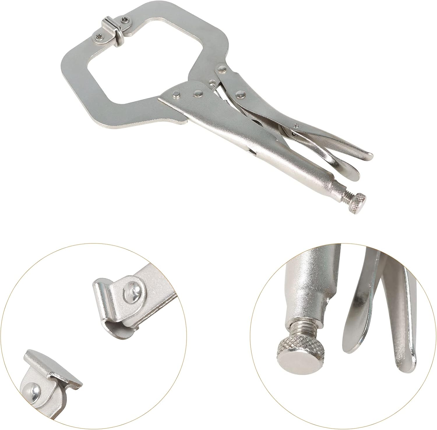 kimllier 6Pcs C-Clamp 11 Inch Heavy-Duty Locking Pliers Swivel Pads Alloy Steel Heavy Duty C-Type Locking Plier Table and Tool Vise Grip