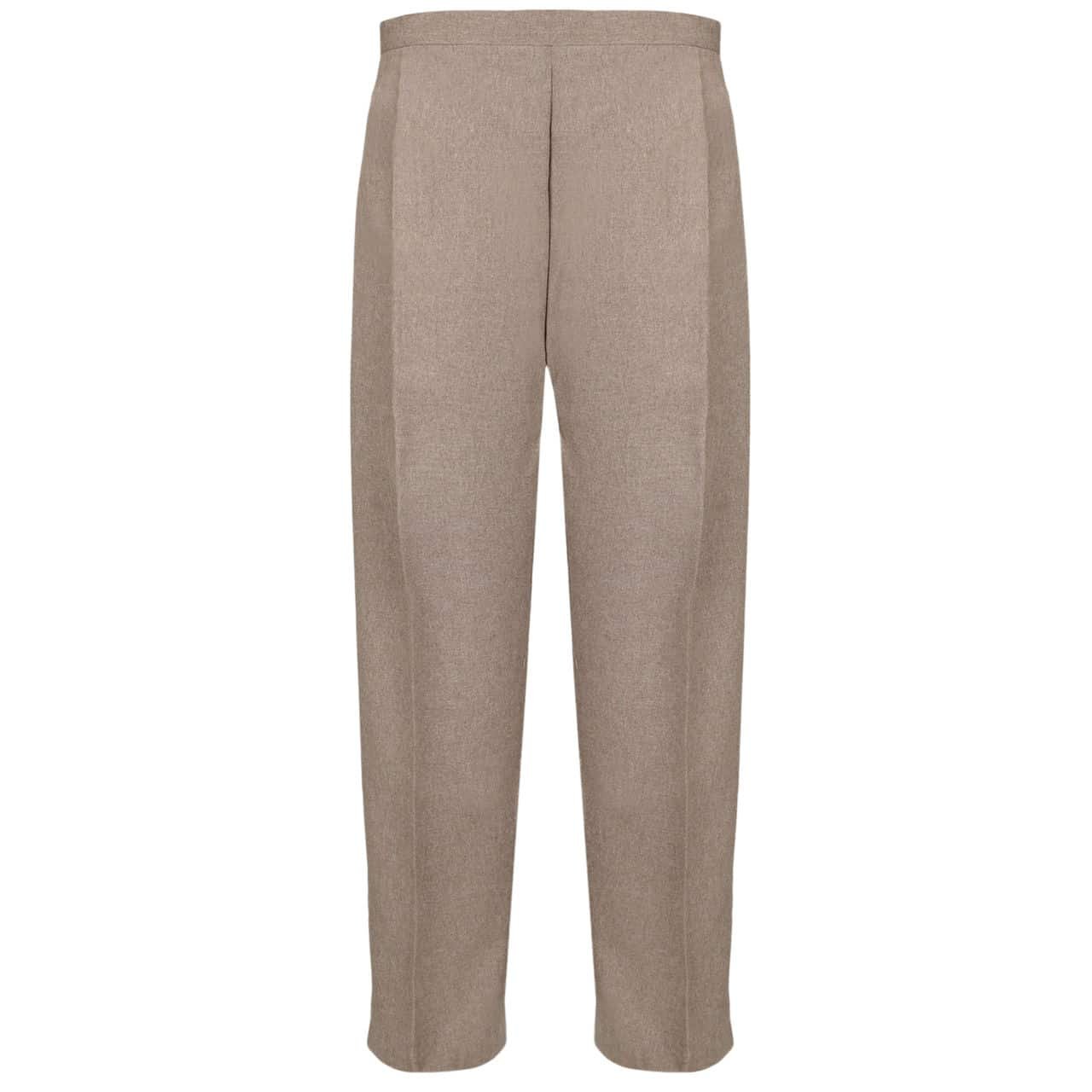 Myshoestore Women's Taupe Pack Of 2 Half Elasticated Trouser Stretch Waist Casual Office Work Formal Pull On Trousers Straight Leg Pants Bottoms With Pockets (, 22/27)
