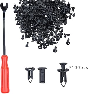 100Pcs 8mm Fender Clips for Polaris Ranger RZR Honda Rancher Foreman Rubicon Rincon Kawasaki Suzuki KingQuad Vinson Eiger Ozark Trx400 Trx350 Trx300 Trx250 250Ex 300Ex 400Ex KFX700 KFX450 KFX400 Nylon Body Rivets Retainer 7661855 90653-HC4-900 with Remover