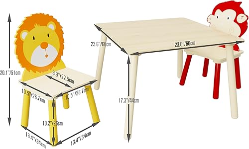 Miniatura 4 de Juego de mesa y 2 sillas para niños, juego de mesa de actividades de madera de 3 piezas, juego de mesa y silla para niños y niñas, guardería, hogar,