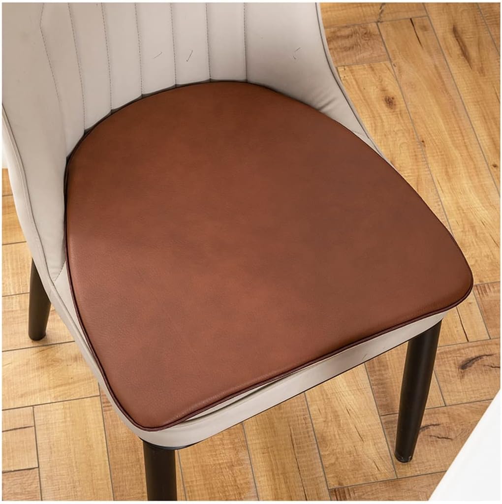 ETULLE PU Leather Dining Chair Cushions, Waterproof U-Shaped Kitchen Chair Cushions, Kitchen Seat Cushions for Dining Chairs, Non-Slip Rubber Backing (Color : Dark Brown, Size : 43cm*45cm)