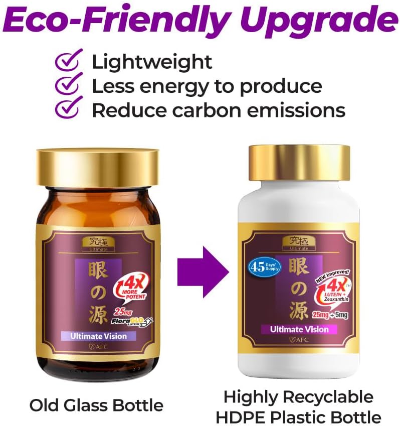 AFC Japan Ultimate Vision 4X - Improved, Up-Sized Eye Formula with Lutein, Zeaxanthin, Bilberry Extract and Vitamins for Age-Related Eye Problem, Blurry & Poor Vision, Dry Eye, Macular Health 45s