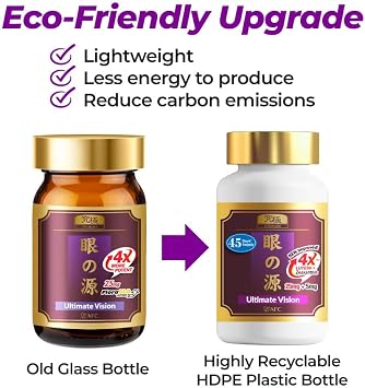 AFC Japan Ultimate Vision 4X - Improved, Up-Sized Eye Formula with Lutein, Zeaxanthin, Bilberry Extract and Vitamins for Age-Related Eye Problem, Blurry & Poor Vision, Dry Eye, Macular Health 45s