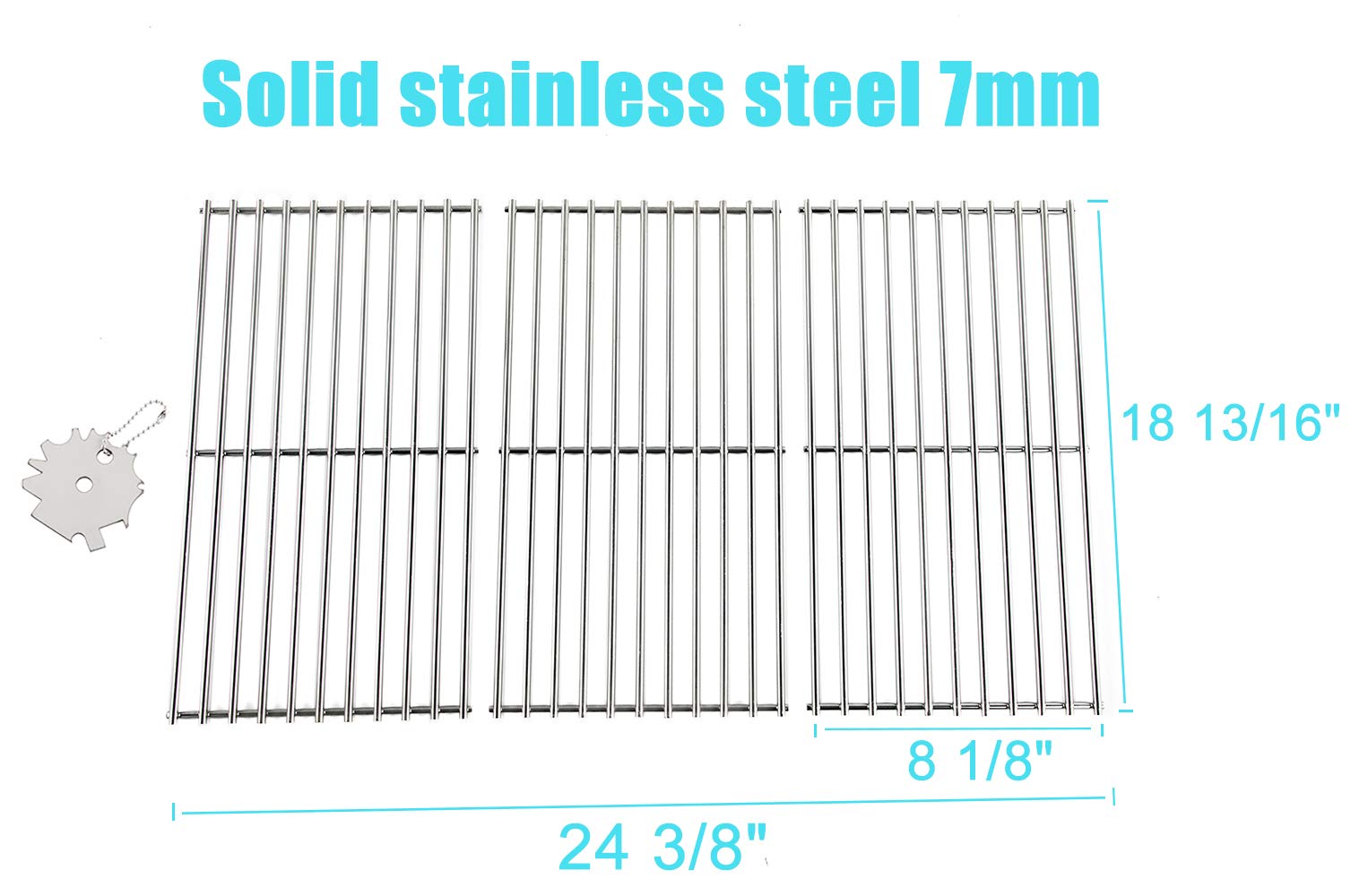 720-0953 Grill Grates for KitchenAid Grill Replacement Parts 720-0787D 3 Burner 720-0953A 730-0953, Cooking Grates for Kitchen Aid 720-0787D Home Depot Grill Parts, Stainless Steel, 18 13/16 x 8 1/8"