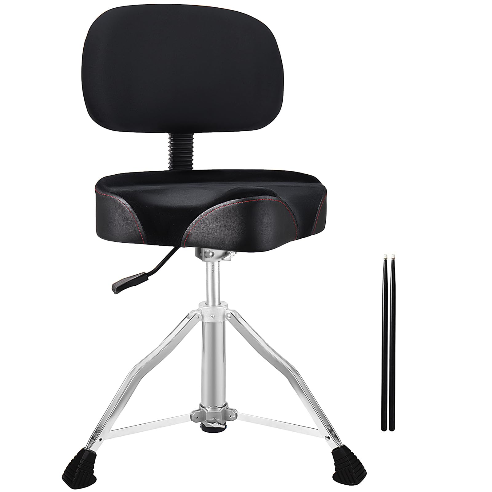 TENTOTEN Drum Throne with Backrest Drum Chair, Portable Removable Drum Throne Seat Motorcycle Style Hydraulic Drum Stool for Adults with Adjustable Backrest & Memory Foam (Black Velety)