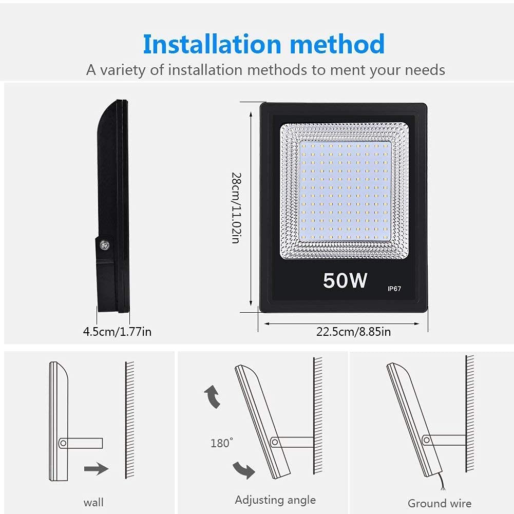 Foco Proyector 50W, IP67 Impermeable, Proyector LED Industrial para Exteriores, 5000LM, Blanco Cálido 2800-3200K, Foco para Jardín, Garaje y Patio