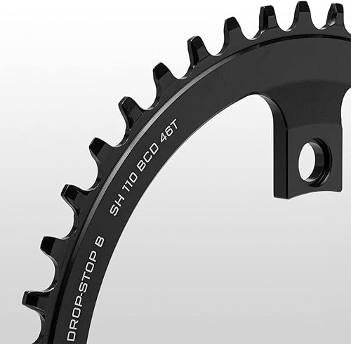 Miniatura 3 de Wolf Tooth Platos Drop-Stop para bielas de carretera Assymetric 0.157x4.331 in BCD Shimano (negro, 36t)