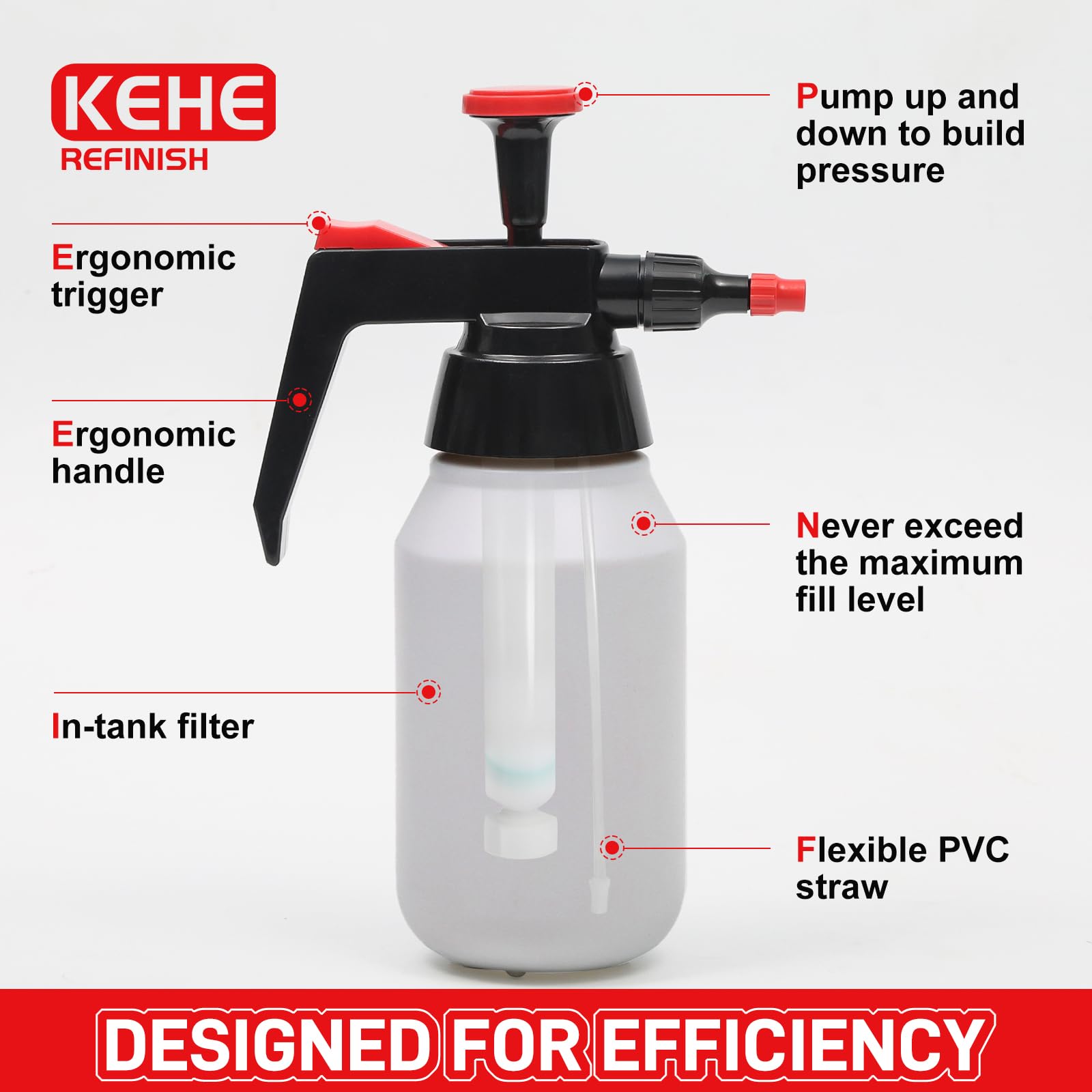 Pulverizador de mano de 1000 ml, pulverizador limpiador para pretratamiento de pintura automotriz, pulverizador ajustable multiusos para el hogar, jardinería e industrial