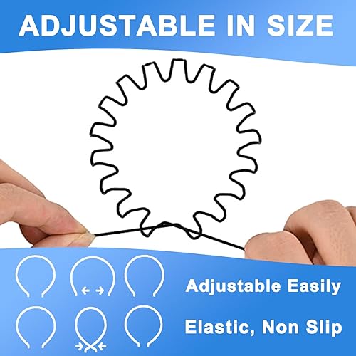 Miniatura 4 de Diademas de metal para hombres y mujeres, banda de pelo de resorte ondulado de metal, aro ajustable antideslizante para el cabello para deportes,