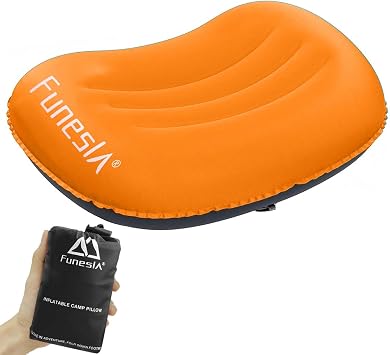 Camping Pillow Inflatable, Compressible, Lightweight Inflatable Pillows for Camping, Small InflatableTravel Camping Pillow for Adults Kids, Backpacking, Hiking, Beach-Orange