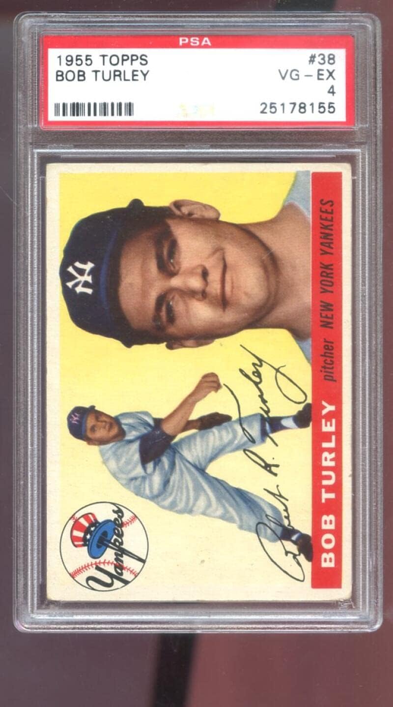 1955 Topps #38 Bob Turley PSA 4 Graded Baseball Card MLB New York Yankees