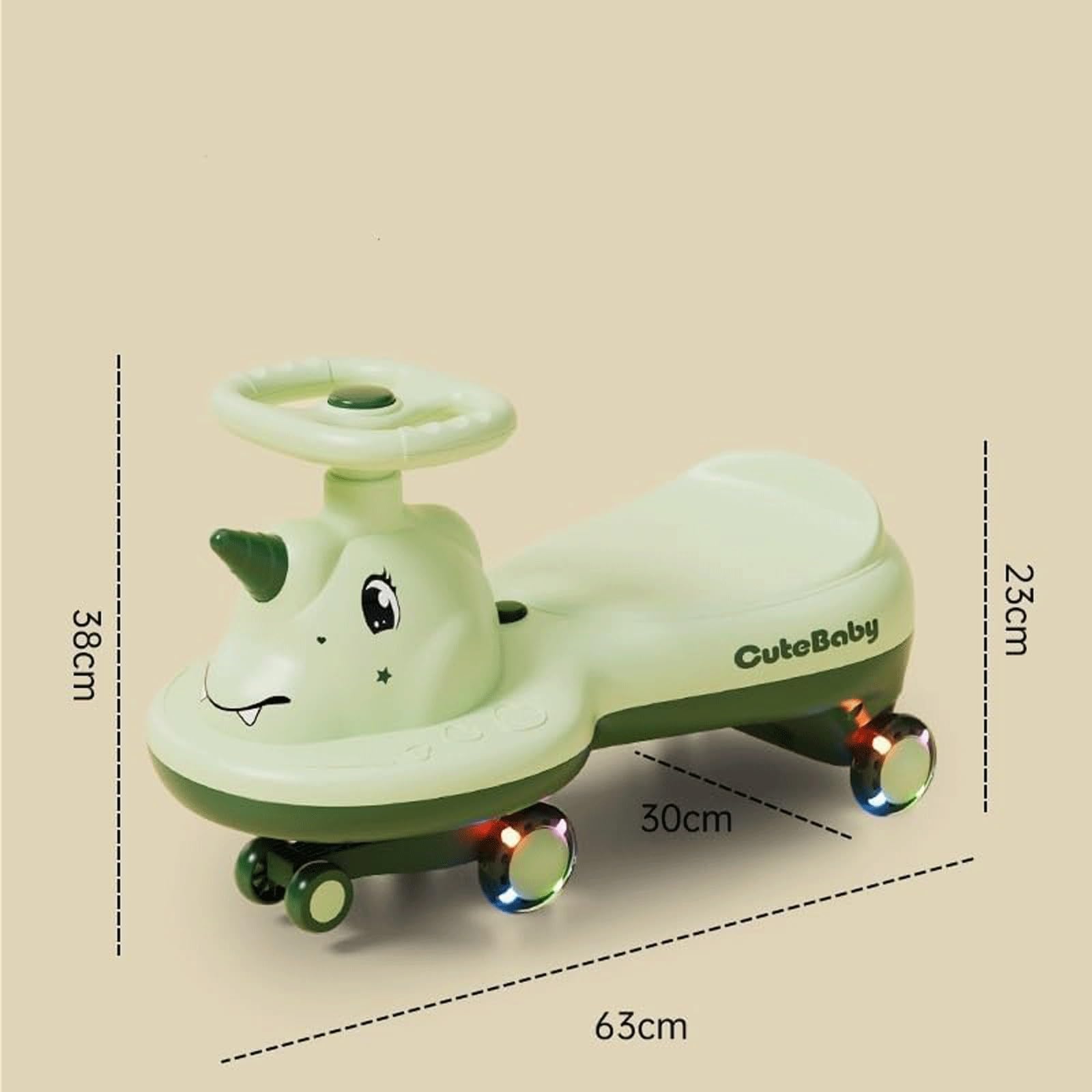 Wiggle Car Cichy, huśtawkowy samochód z migającymi kołami, hulajnoga Wiggle, rowerek biegowy z muzyką i światłami, jeździk dla dzieci w wieku 1-6 lat(Gelb,Flashing wheel)