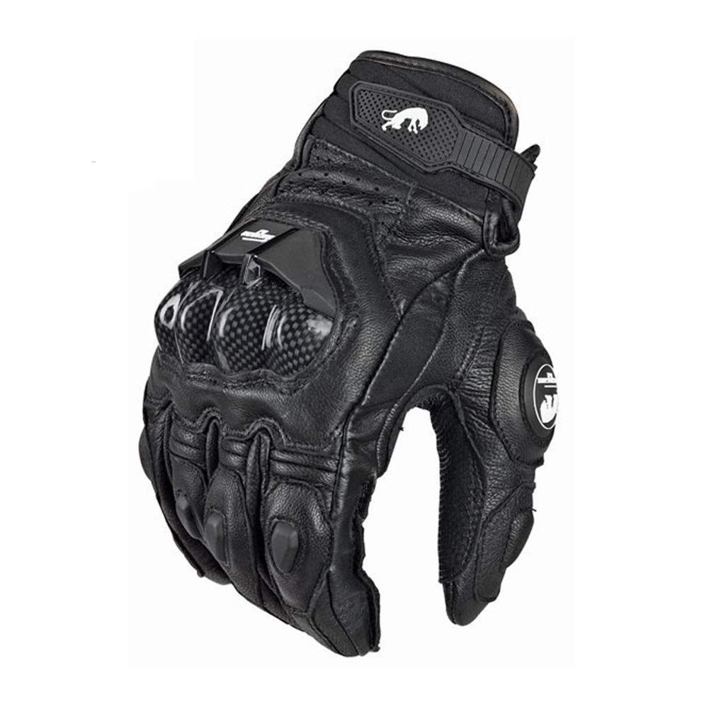YIWU Los Guantes de Motocicleta Que compite con Negro Cuero auténtico Invierno Moto Blanca Carretera Racing Team Guante Verano de los Hombres (Color : Leather White, Talla : Medium)