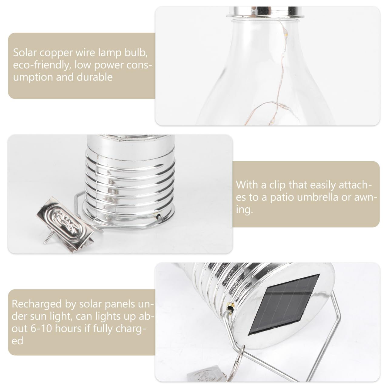 Ampoule Solaire Exterieur à Suspendre, 6 Pièces Ampoule Solaire exterieur suspendue lampes décoratives extérieures décorative pour Lanterne Suspendue Extérieur Décoration de Jardin