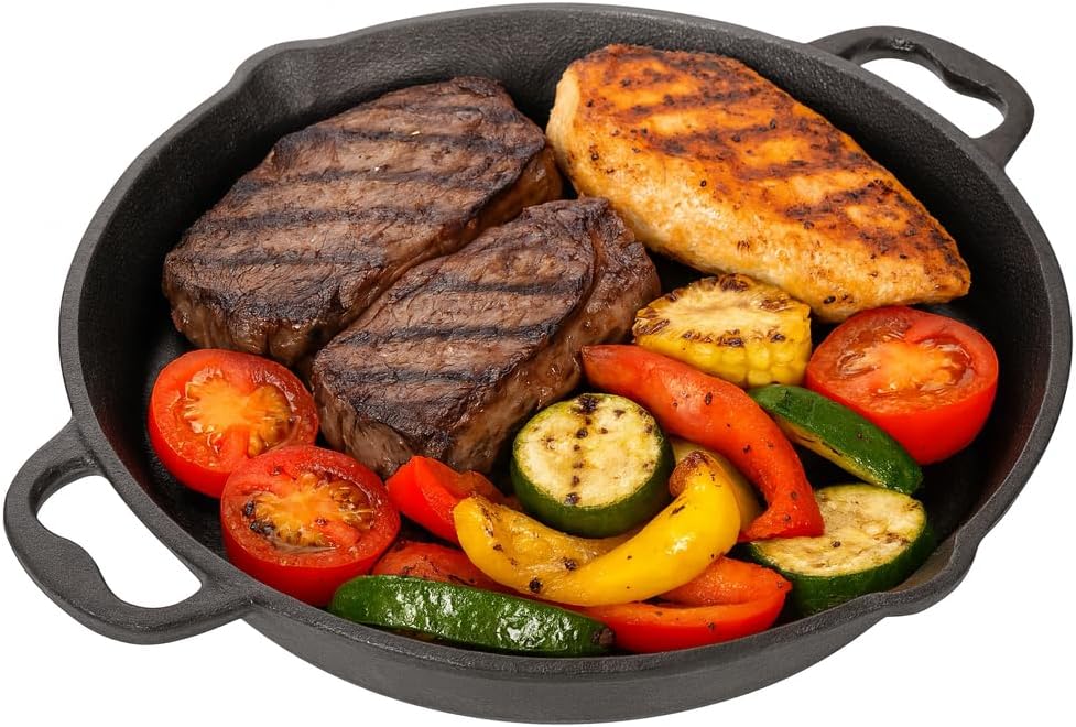 Cast Iron Skillet 17 Inch, Pre-Seasoned Cast Iron Pan with Dual Assist Handles, Professional Oven Safe Cookware for Grill Stovetop Induction, Premium Kitchen Skillet (17 INCH)
