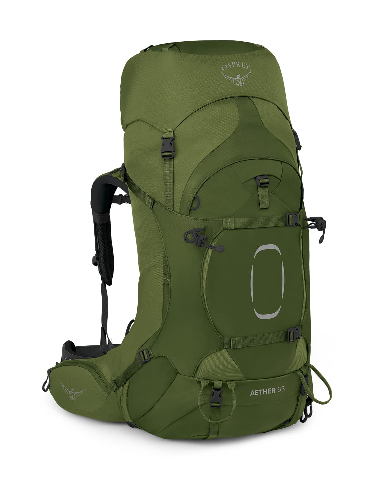 Osprey Aether 65L Men's Backpacking Backpack, Garlic Mustard Green, L/XL, Extended Fit