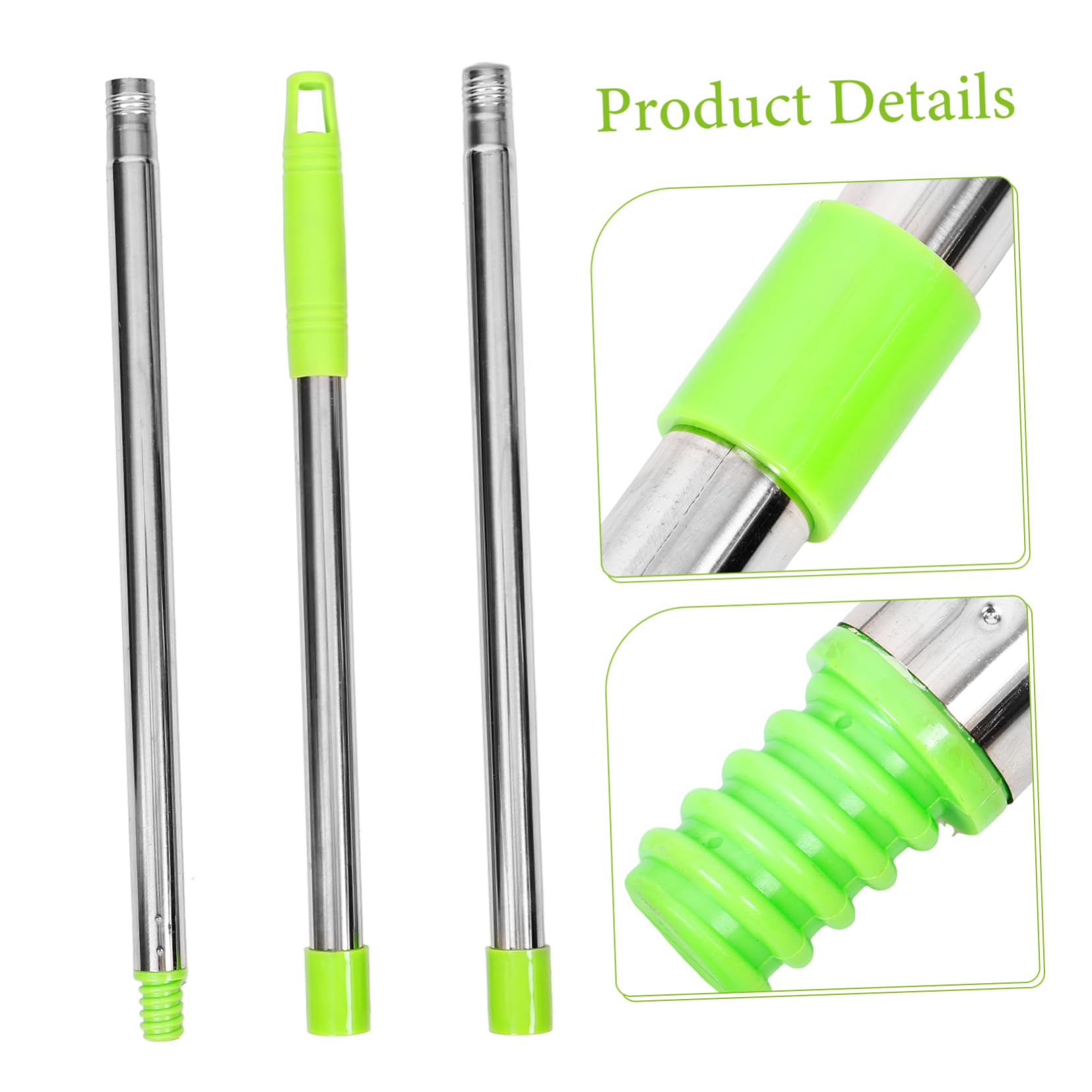 HAPINARY Adjustable Mop Pole Accessory 3-Section Extension Pole Threaded Mop Part for Easy Replacement