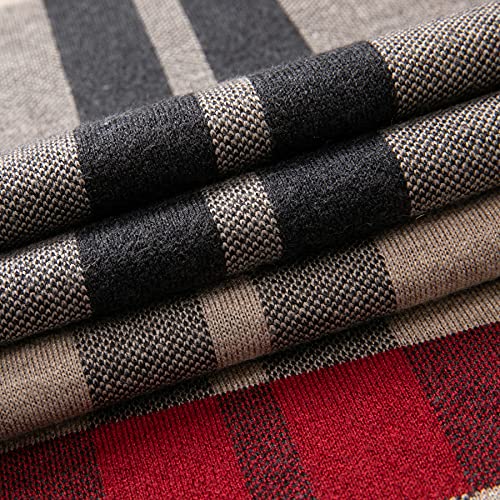 Lindoro Écharpe en laine mérinos pour homme, tartan chaud léger à carreaux d'hiver longues écharpes avec boîte cadeau, Chameau – vue 3