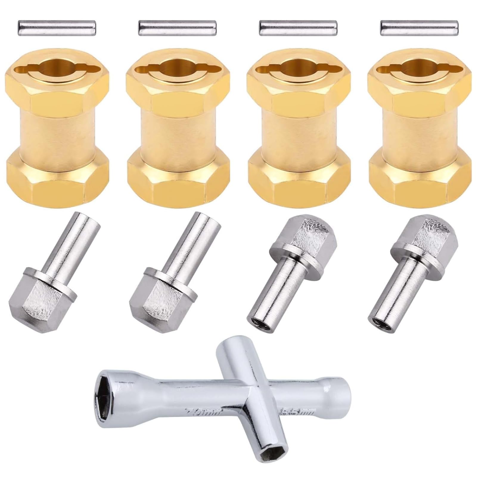 Photo 1 of HobbyPark RC Brass Spacers 12mm Wheel Hex Hubs Extenders for 1/10 RC Crawler Axial SCX10 Wheels Extension Hex Drive Adapter (18mm)