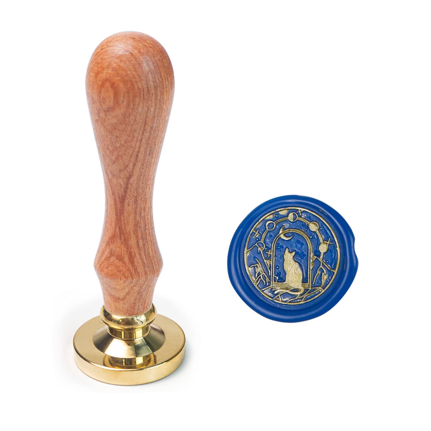 Wax Seal Stamp, ANBOSE Animal Sealing Wax Stamp with Removable Brass Head Wooden Handle, Moon Star Cat Wax Sealing Stamp for Envelope Sealing Wax — image 1