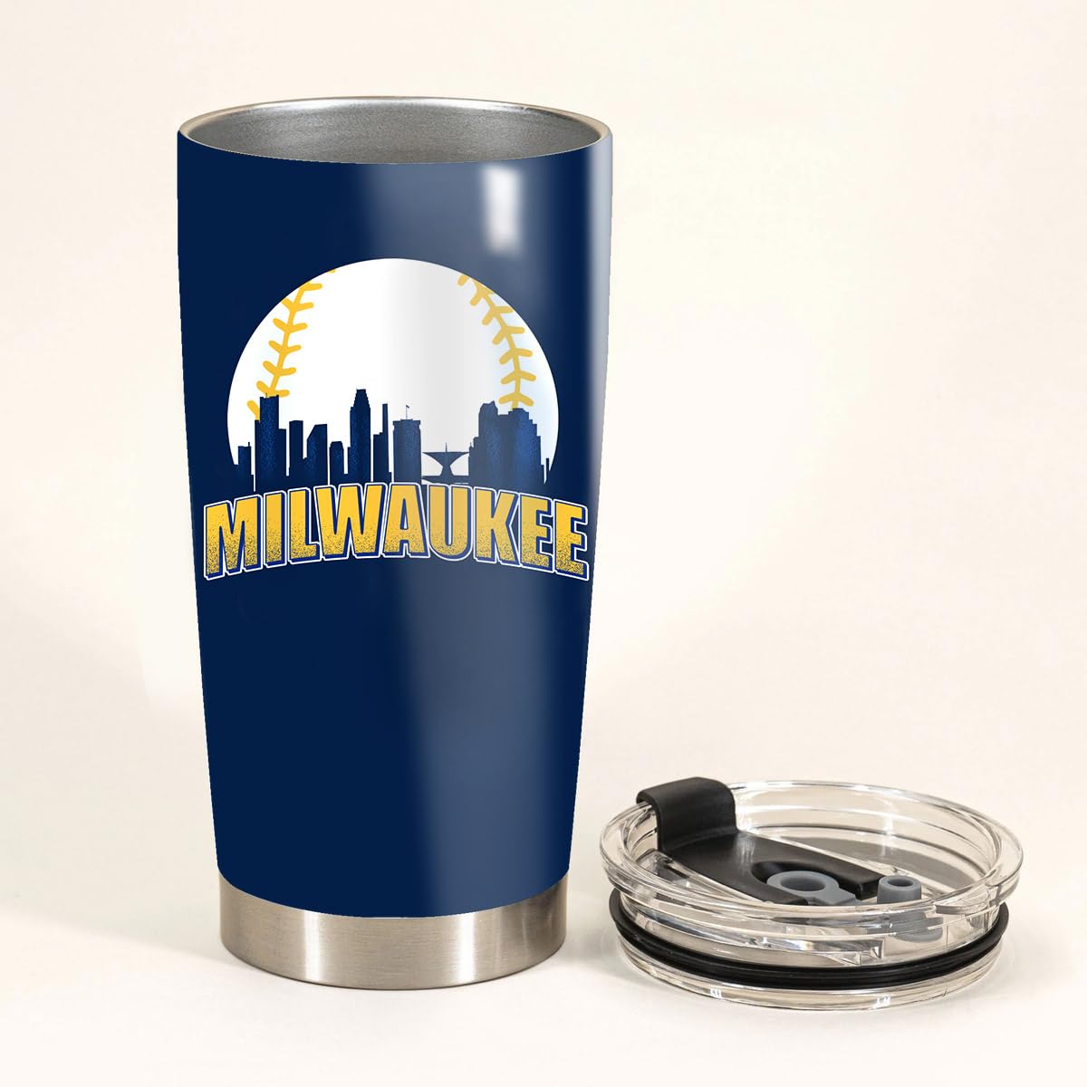 Schian Milwaukee City Skyline Legends Baseball Tumbler - Coffee Mug Insulated Tumbler With Lid - Mother's Day, Father's Day, Birthday, Christmas Gifts For Fans - 20 Oz| Stainless Steel