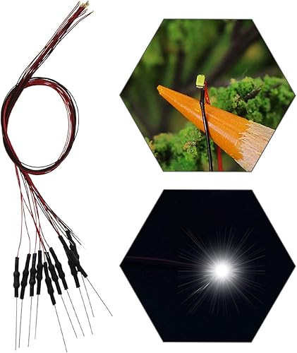 Miniatura 7 de Evemodel L0402R 20pcs pre-cableado SMD LED 0402 diodo emisor de luz roja 12V pre-soldado Micro Litz cable cable longitud 7.8 pulgadas (7.9 in) para