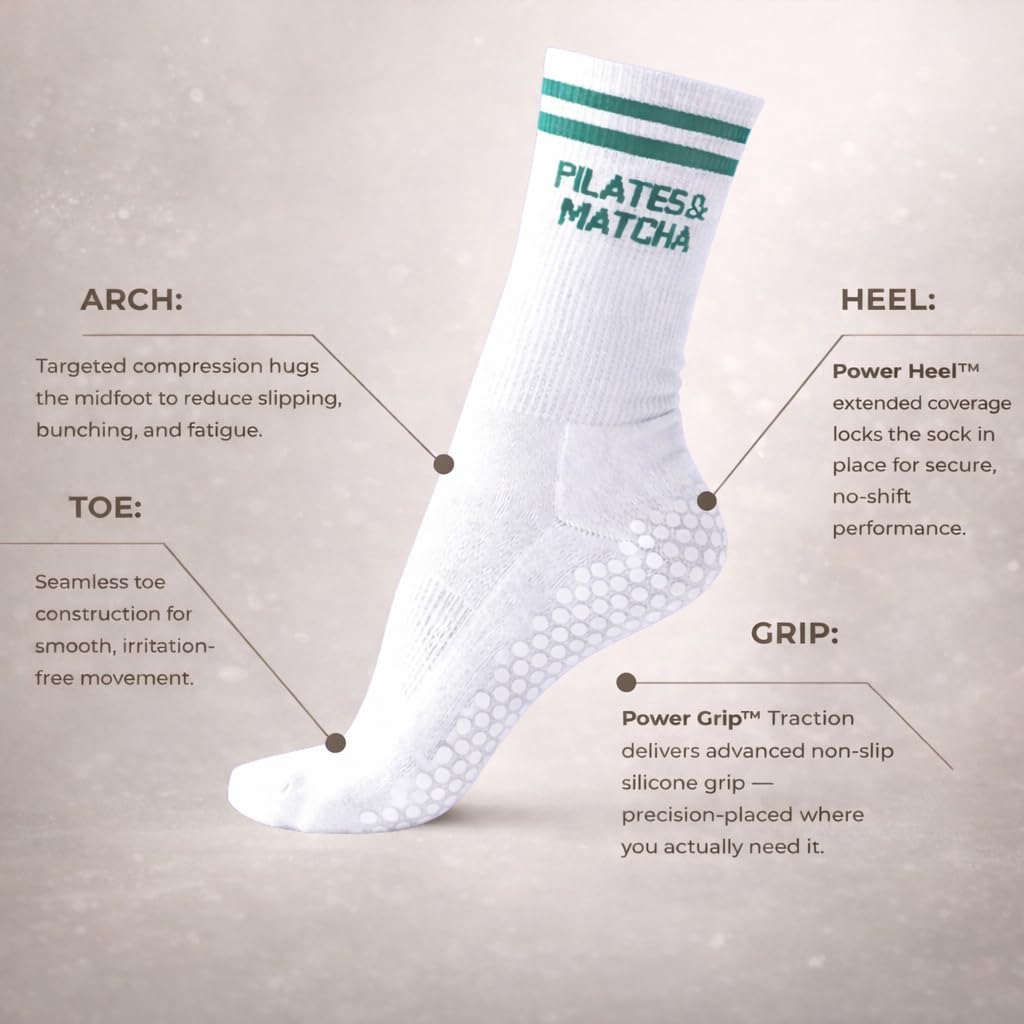 Pilates Grip Socks for Women Cute Grippy Non Slip Exercise Socks for Pilates Reformer, Yoga, Barre & Studio Workouts