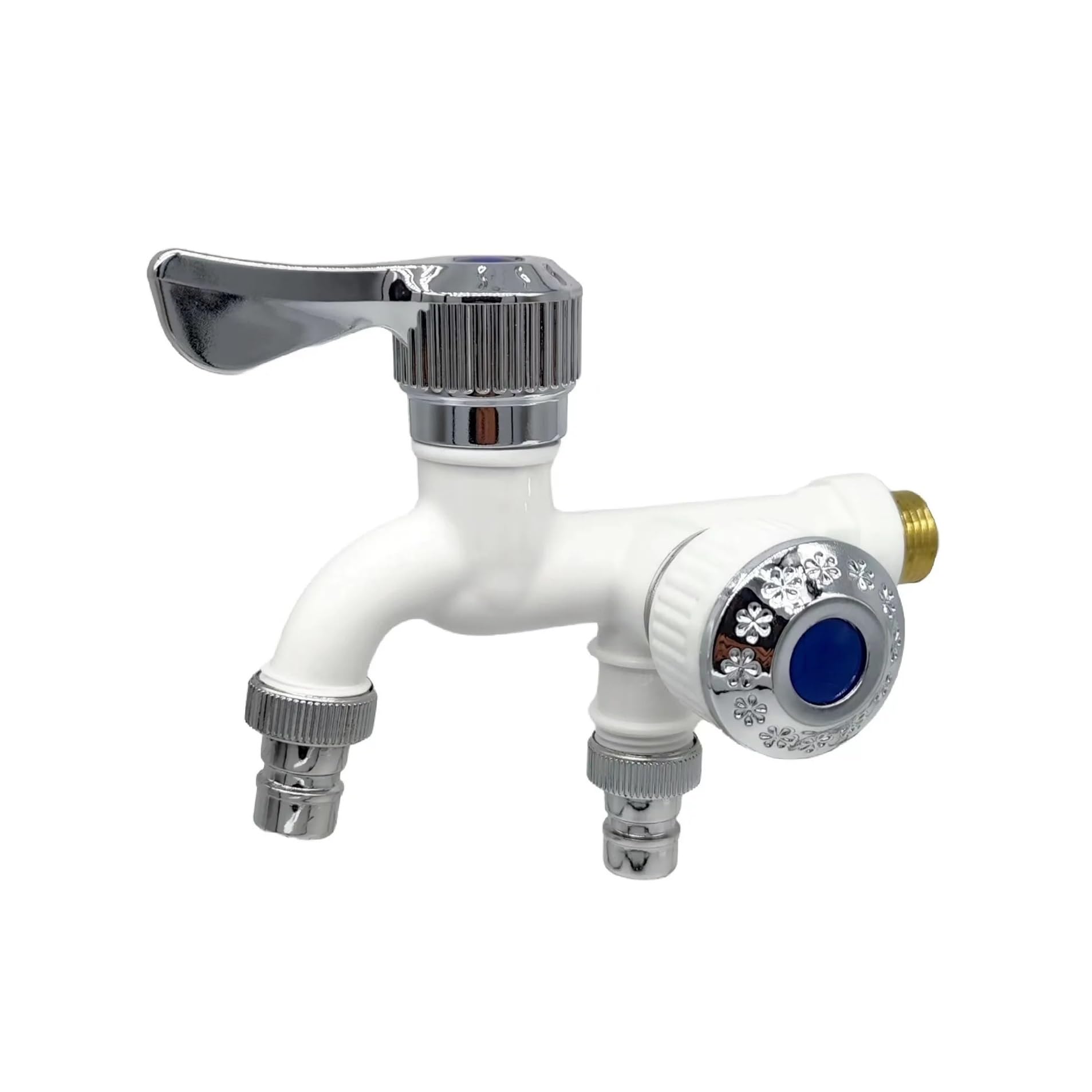 Grifo para Lavadora con una Entrada y Dos Salidas, fregona de plástico, Piscina, balcón, baño, Multifuncional, Doble Boca, Apertura rápida (3931050950)