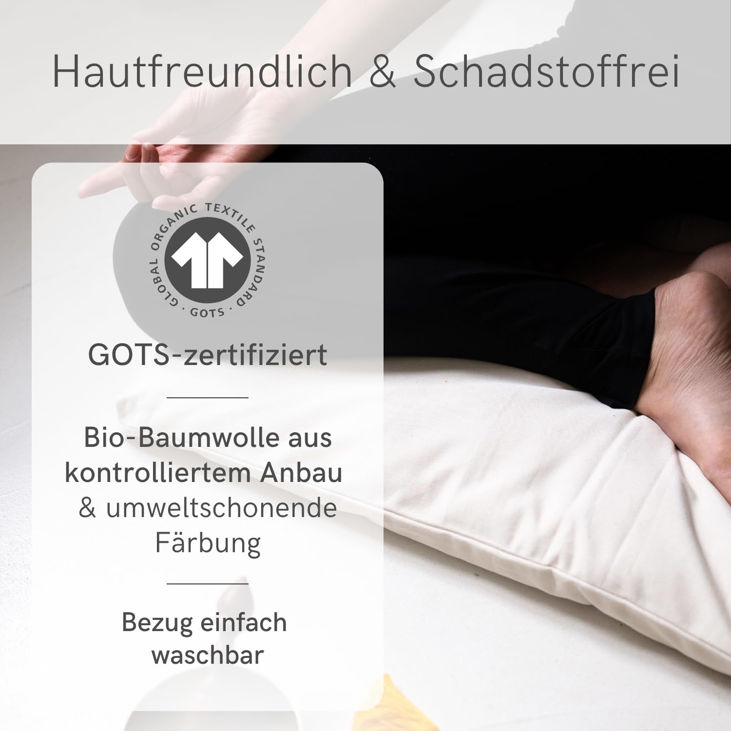 Lotuscrafts Meditationsmatte Zabuton Deluxe - Extra Dick - Meditationskissen Unterlage für entspannte Meditation - Waschbarer Bezug aus 100% Baumwolle - GOTS Zertifiziert