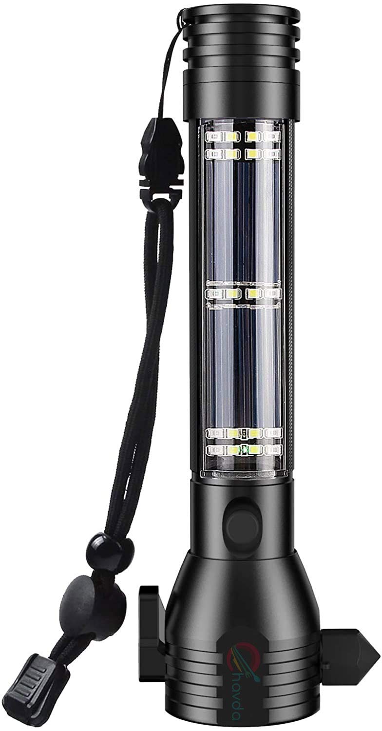 Chavda Aluminum Solar Flashlight Car Flashlight Led Cob Light Usb Rechargeable Tactical Multicolor-Function Torch Emergency Tool With Window Breaker Seat Belt Cutter Compass (Black),268 Lumen (B08YKCK6ZG) Amazon Price History, Amazon Price Tracker