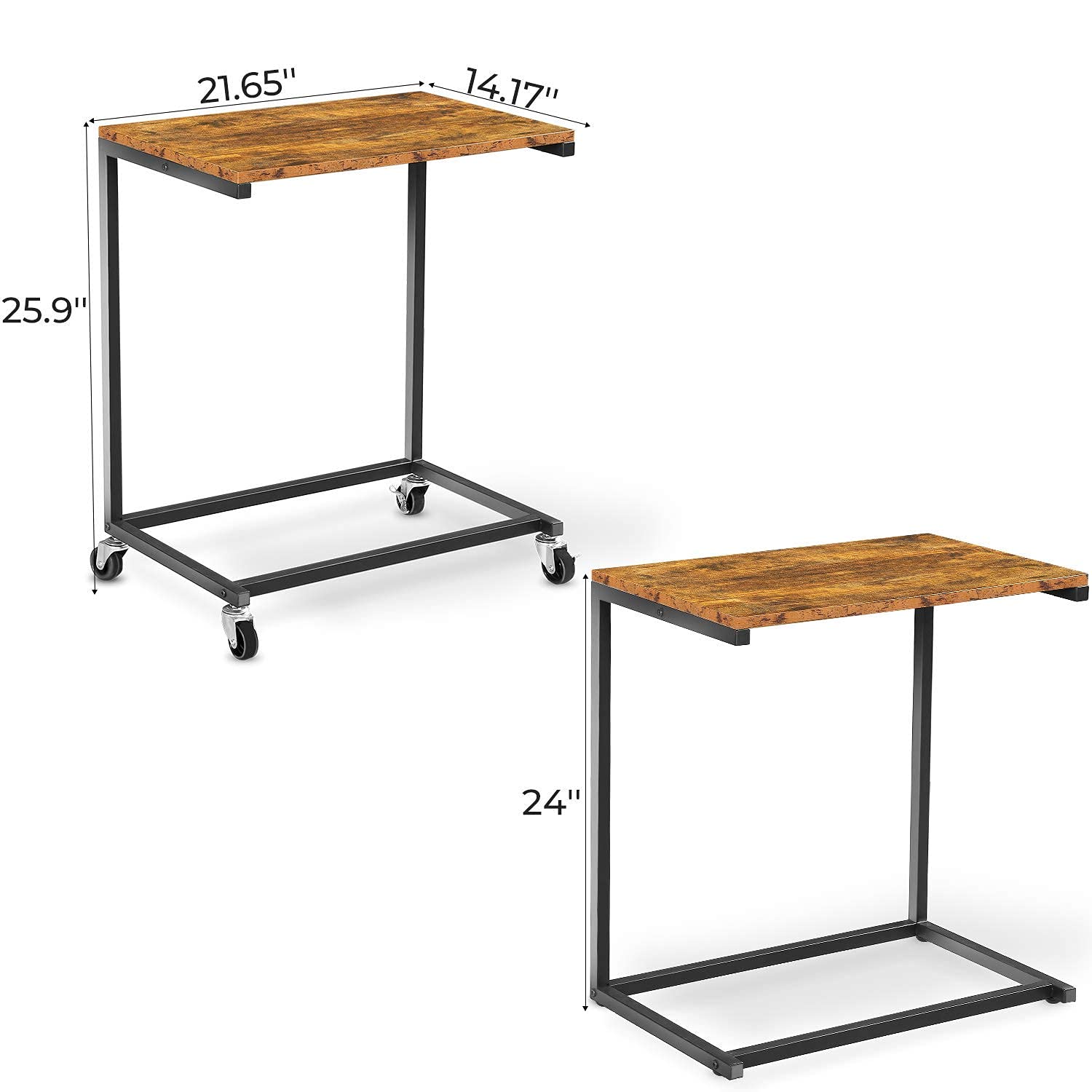 Buy Side Table with Wheels, Ohuhu 22" Extra Large C Shaped End Table