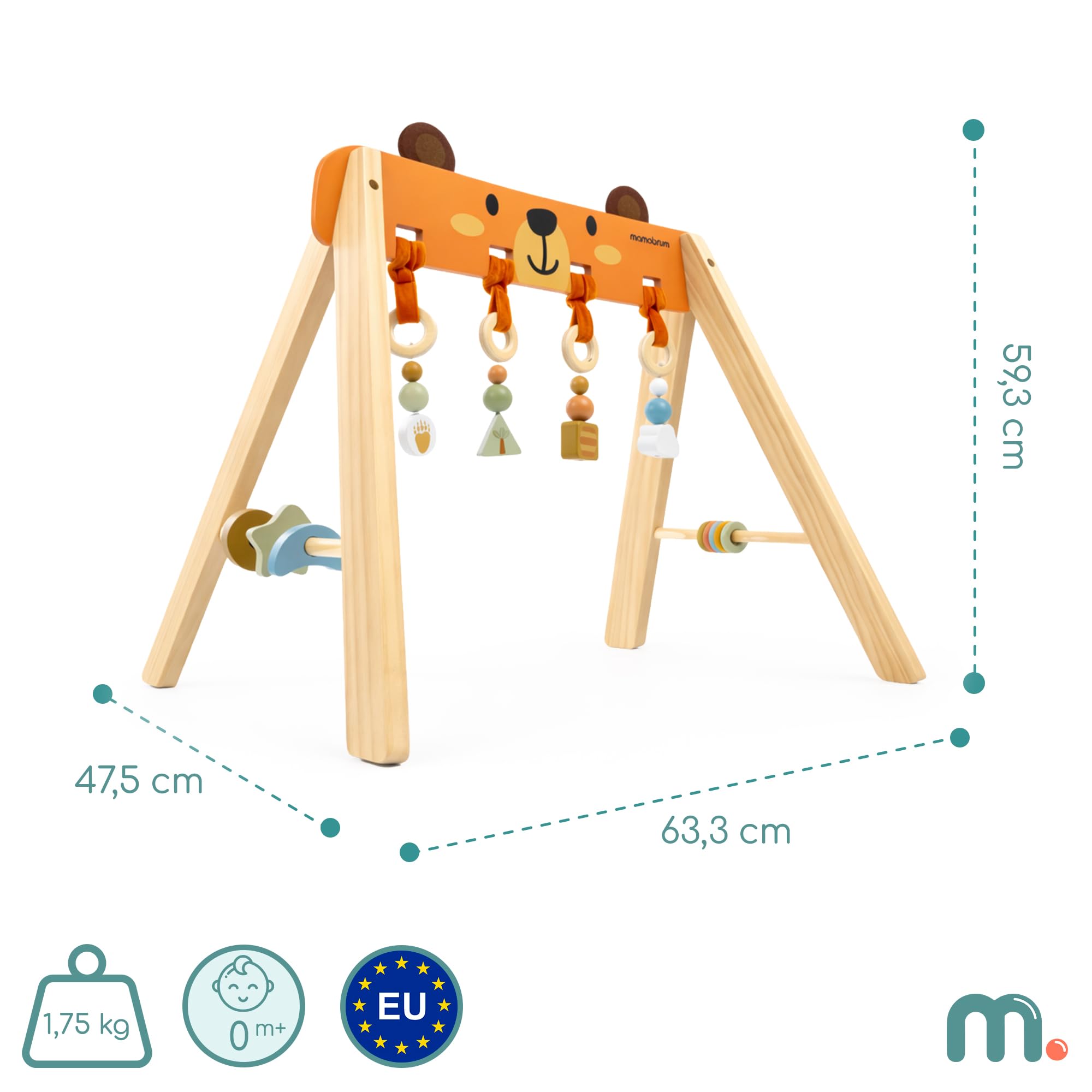 Mamabrum Support éducatif en bois pour bébé gymnastique sensorielle Montessori Motor Petit développement ours
