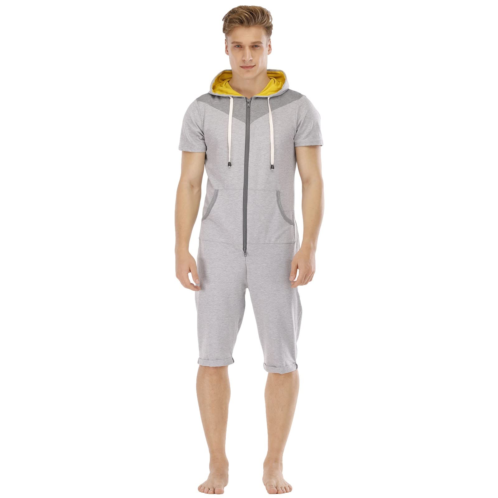 BeokeuioeMen's Short Jumpsuit, Onesie, Hoodie, Jogging Bottoms, Men's Summer Jumpsuit, Pyjamas, T-Shirt, Shorts, Pyjamas, One-Piece, Summer Jumpsuit, Sleepwear