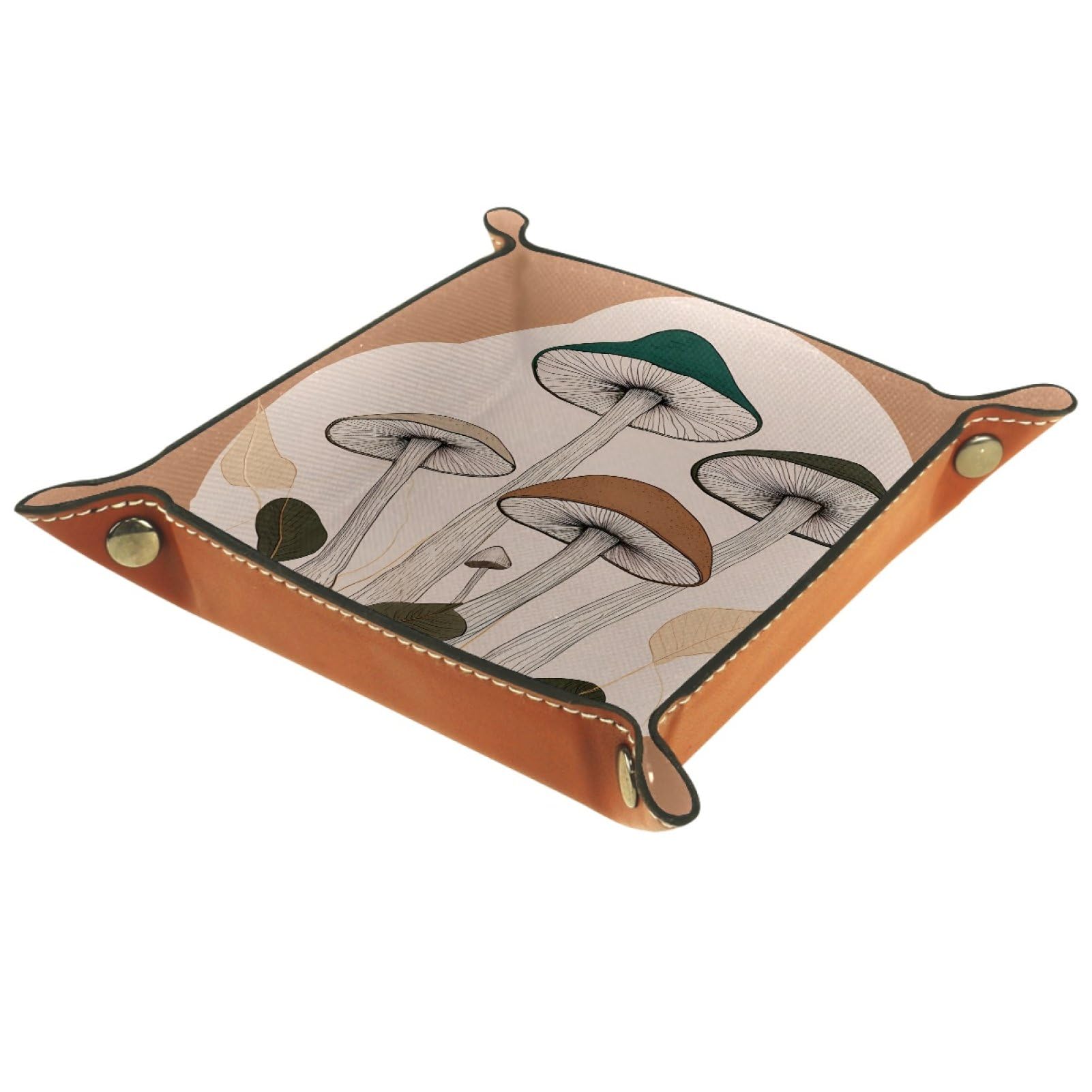 VAPOKF Mushrooms Dice Trays Quadrilateral Dice Folding Tray Microfiber Leather Holder for Table Games RPG DND, 20.5 × 20.5 cm