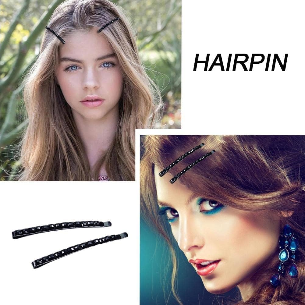 4 Pcs Black Rhinestone Barrettes, Shiny Hair Pin, Crystal Diamond Bobby Pin, Hairpin - Image 2
