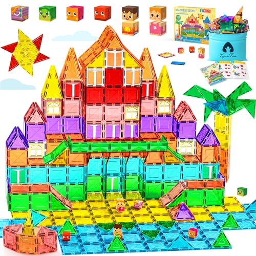 VigorFun Magnetic Tiles Building Toys Set for Kids Ages 3-5 4-8, STEM Construction Kit with 8 Magnetic Blocks, Educational Sensory Magnetic Toys Gifts for Toddler Boys Girls Learning Classroom