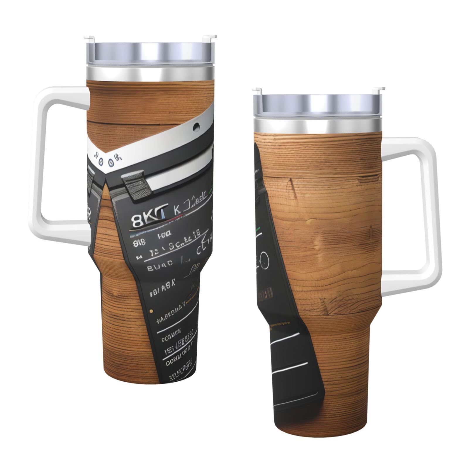 Movies Wasserflasche mit Klappbrett-Muster, Edelstahl, doppelwandig, isoliert, mit Griff und Strohhalm-Deckel, 1,2 l