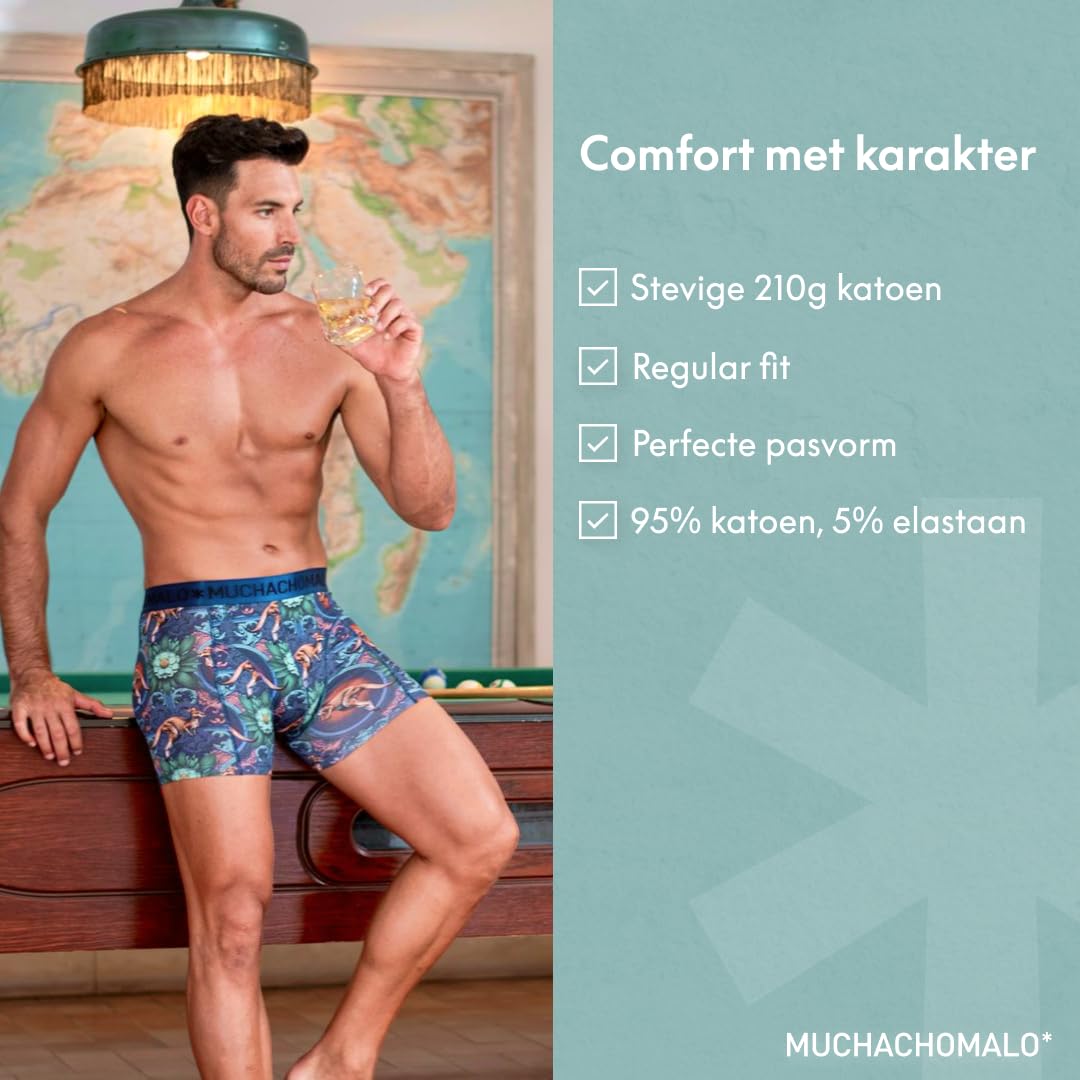 Muchachomalo Calzoncillos tipo bóxer para hombre, de algodón, paquete de 2 unidades, con estampado, ajuste clásico, con cintura elástica