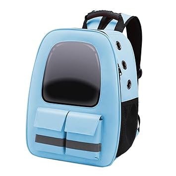 Meri SHOPP Cat Carrier Backpack Transparent Airline Approved for Outdoor Travel Blue