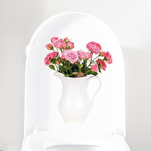 Miniatura 4 de 5 hojas de calcomanías autoadhesivas para tapa de inodoro, hojas y flores verdes, calcomanías para la pared del baño, calcomanía decorativa para