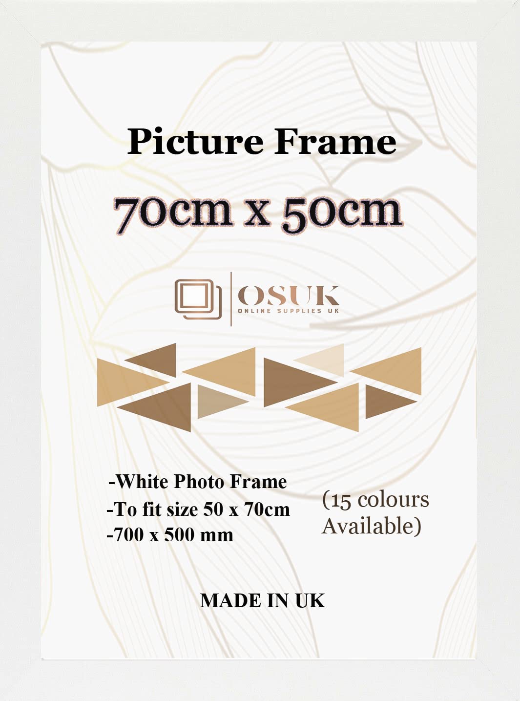 OSUK 50x70cm White Poster Frame - 70 x 50cm Photo Frames with Safe Perspex Front & Wall Mount Hooks - Puzzle Jigsaw Frame - 70cm x 50cm Picture Frames