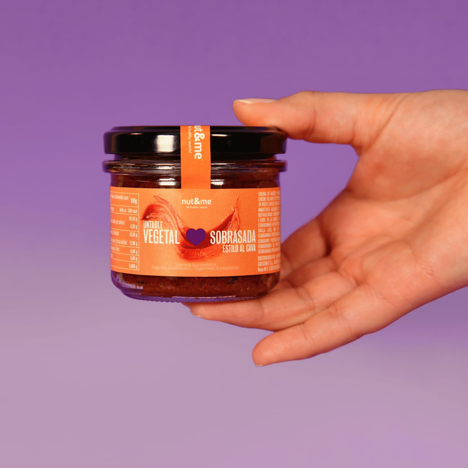 Nut&me Paté Vegetal Estilo Sobrasada al Cava 200g Vegano Alto en Fibra Sin Gluten Sin Lactosa Pack 2x100g