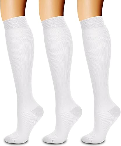 Miniatura 87 de Paquete de 3 pares de calcetines de compresión médica para mejorar la circulación de mujeres y hombres, para correr, hacer deporte y amamantar