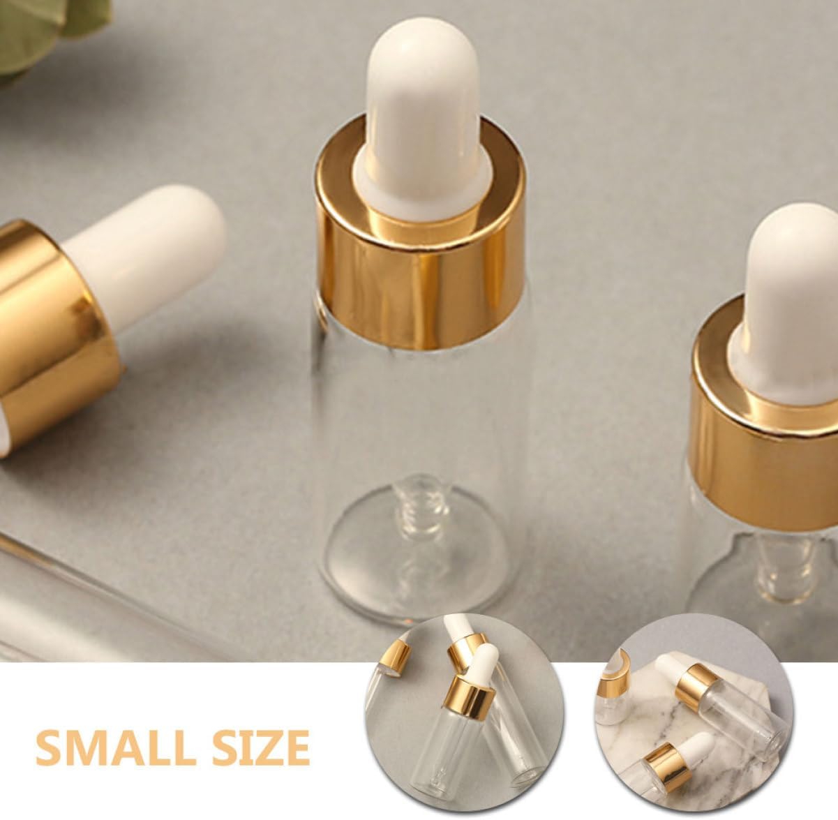 50pcs Glass Bottles Dropper Reusable Leakproof Containers for Travel for Storing Oils and Liquid Extracts