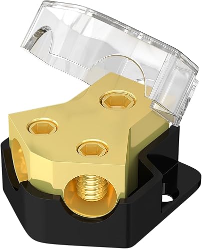 Joinfworld Bloque de distribución de energía de 12 V, audio para automóvil, bloque de distribución de tierra de 2 vías, calibre 0/2/4 en calibre