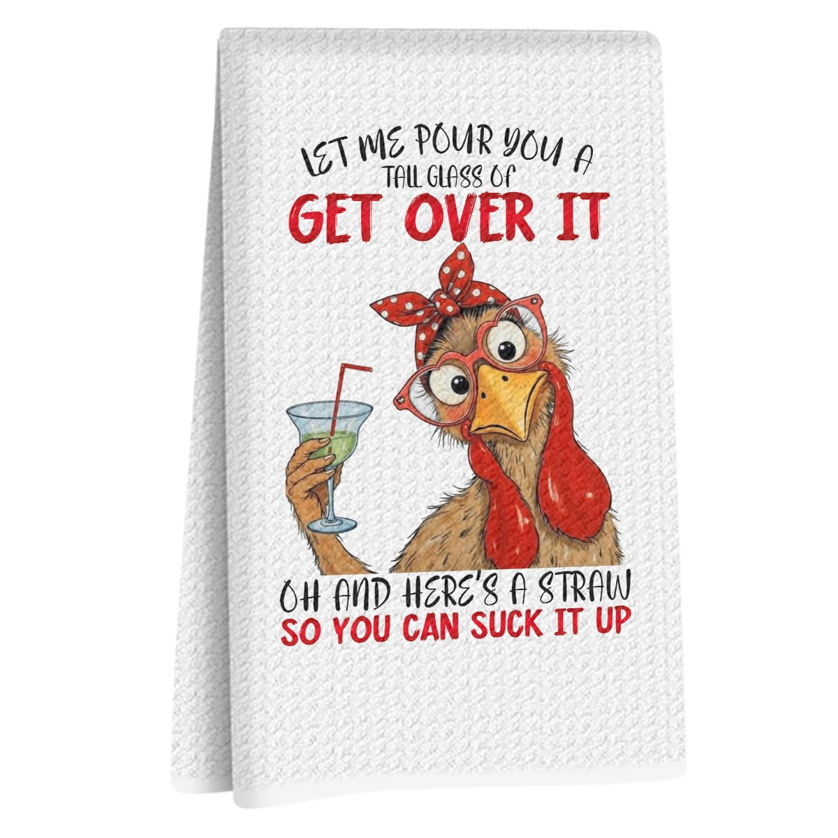 Funny Chicken Kitchen Towels 24x14 Inch, Red Glasses Dish Cloth Hand Towel, Waffle Weave Tea Towels for Bathroom Kitchen Farmhouse Decor, Chicken Gifts for Women Mom, Thanksgiving Gifts